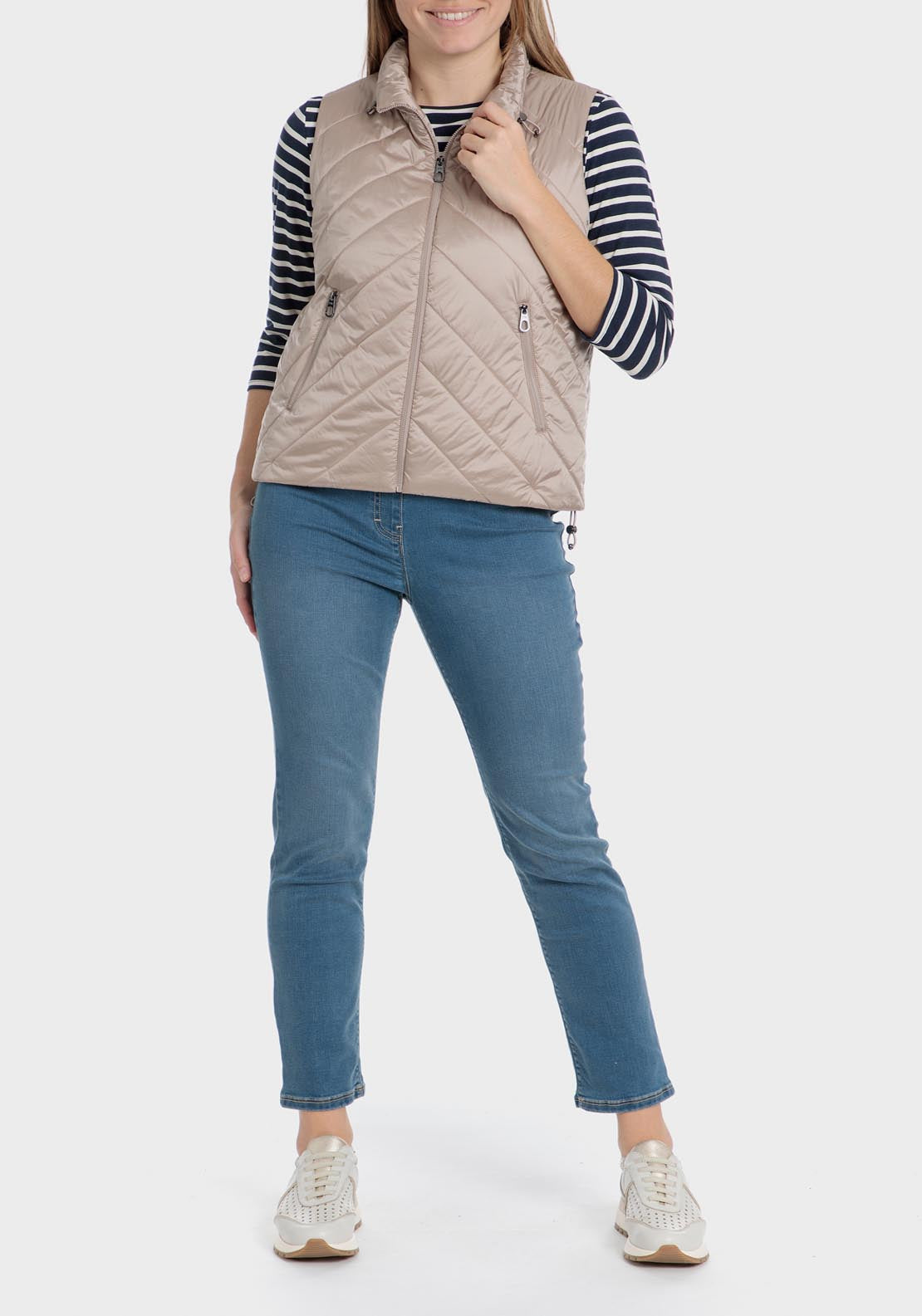 Punt Roma Padded Waistcoat - Beige 3 Shaws Department Stores