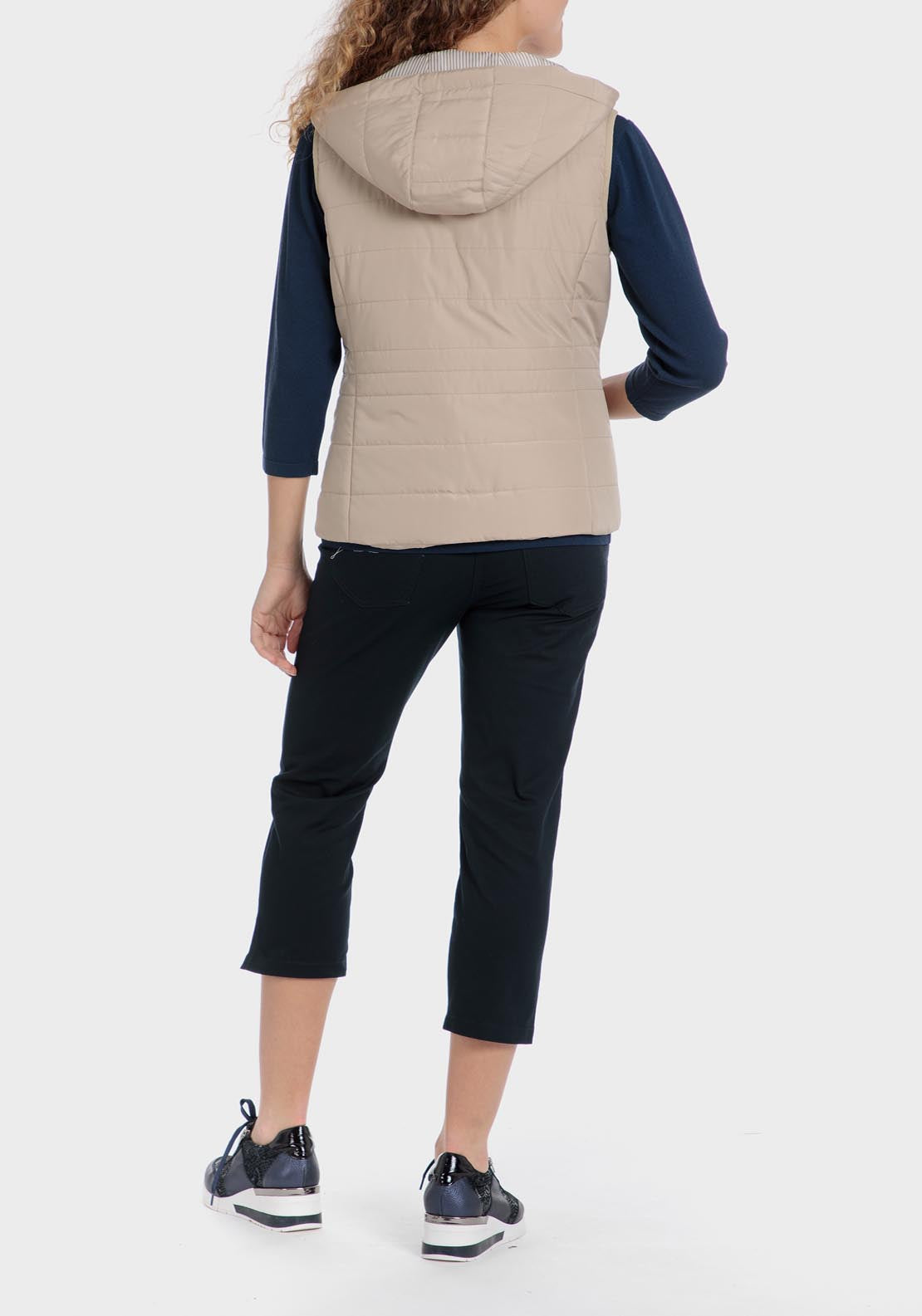 Punt Roma Hooded Waistcoat - Beige / Camel 4 Shaws Department Stores