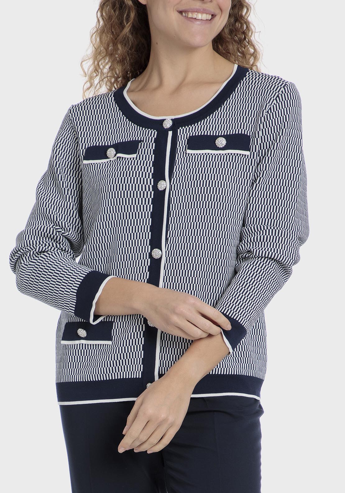 Punt Roma Jacquard Jacket - Blue / Navy 1 Shaws Department Stores