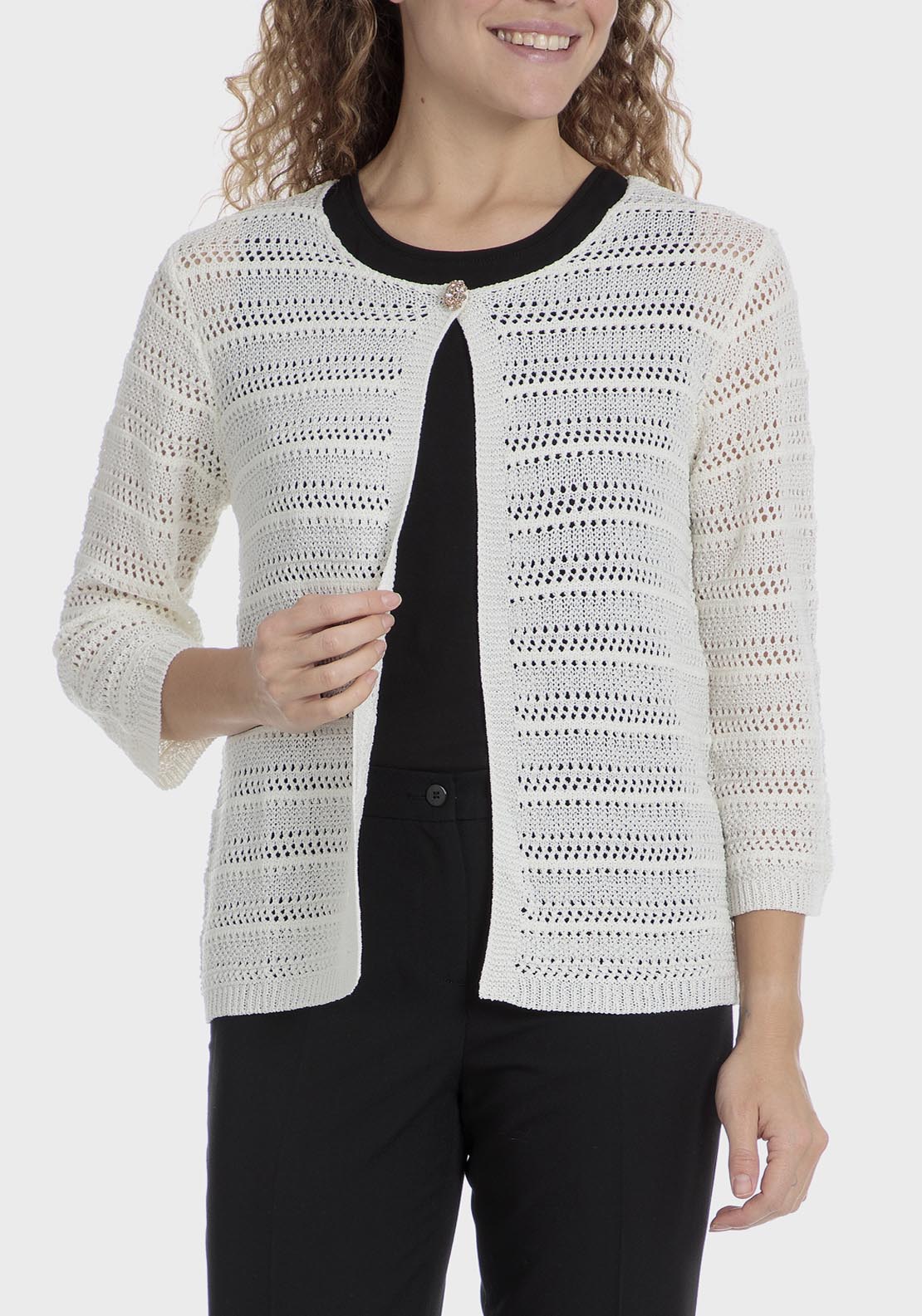 Punt Roma Openwork Jacket - White 1 Shaws Department Stores