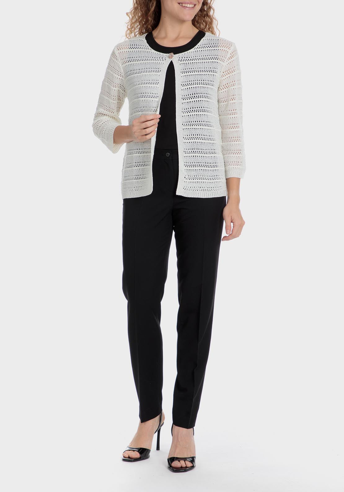 Punt Roma Openwork Jacket - White 3 Shaws Department Stores