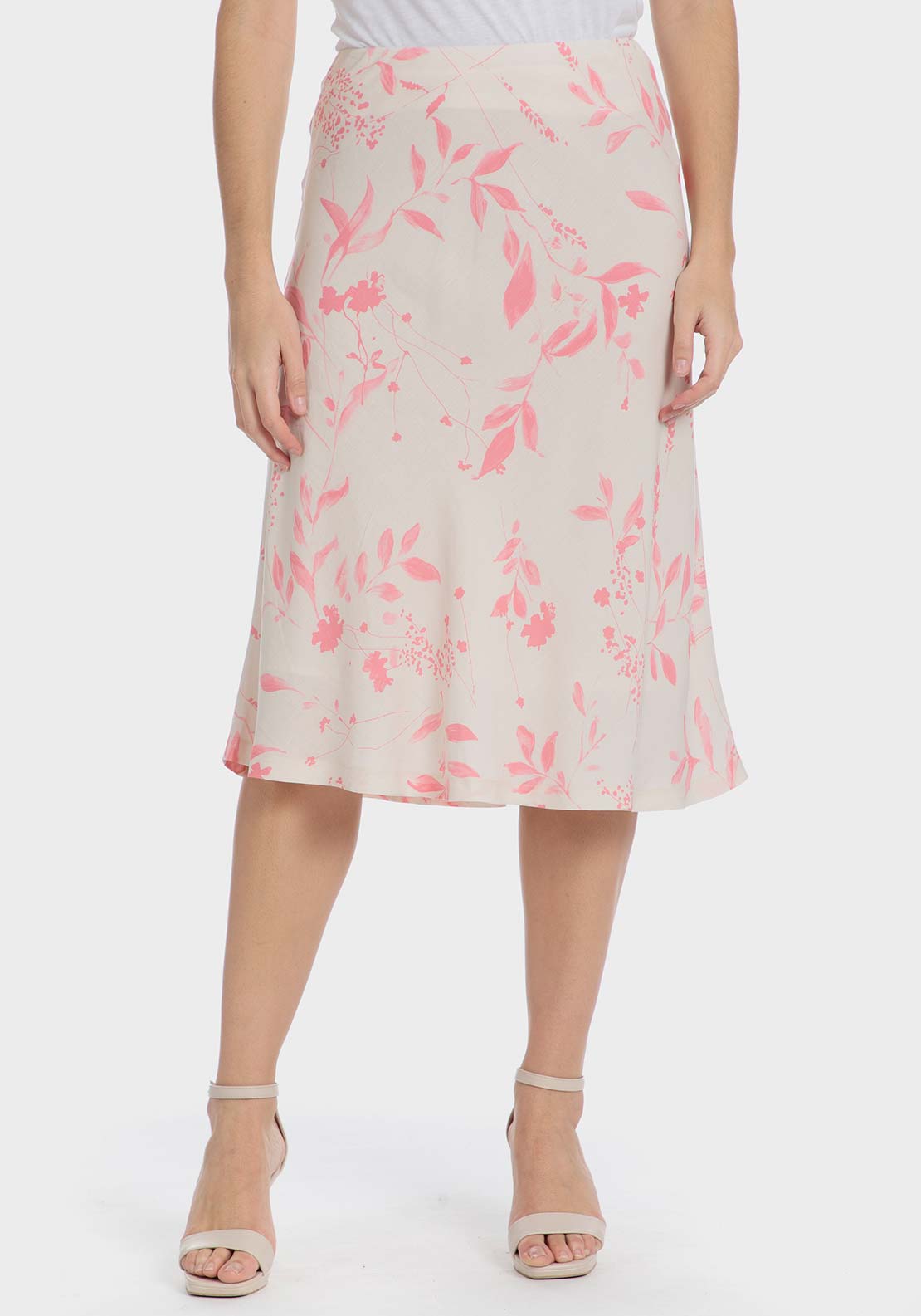 Punt Roma Floral linen skirt printed skirt - Pink Salmon 1 Shaws Department Stores