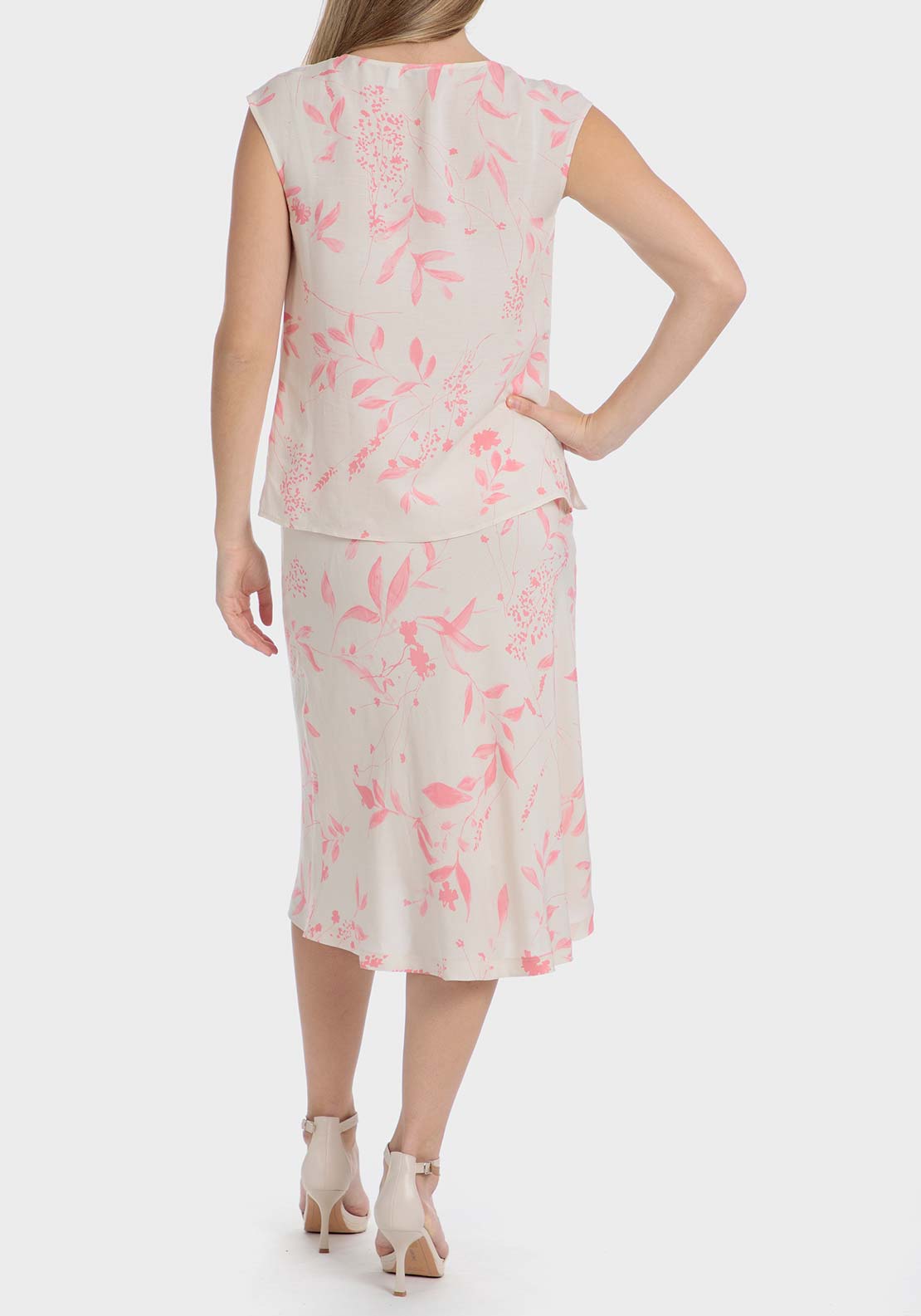 Punt Roma Floral linen skirt printed skirt - Pink Salmon 4 Shaws Department Stores