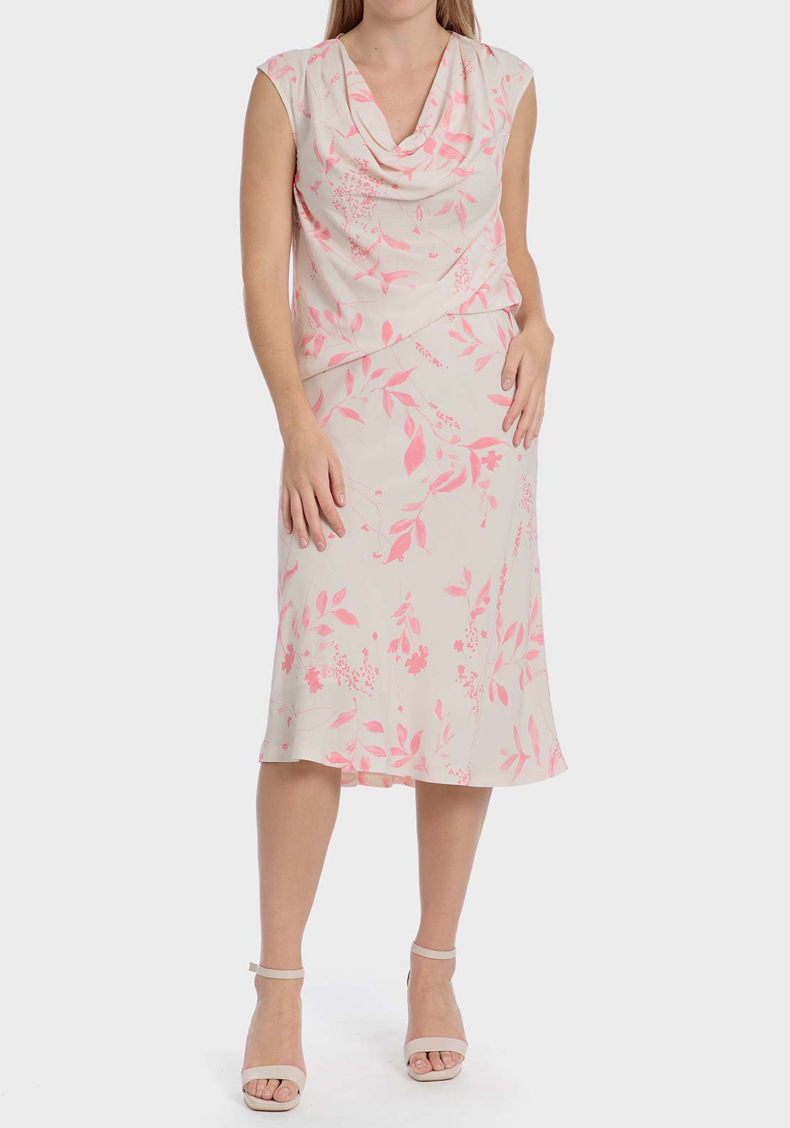 Punt Roma Floral linen skirt printed skirt - Pink Salmon 3 Shaws Department Stores