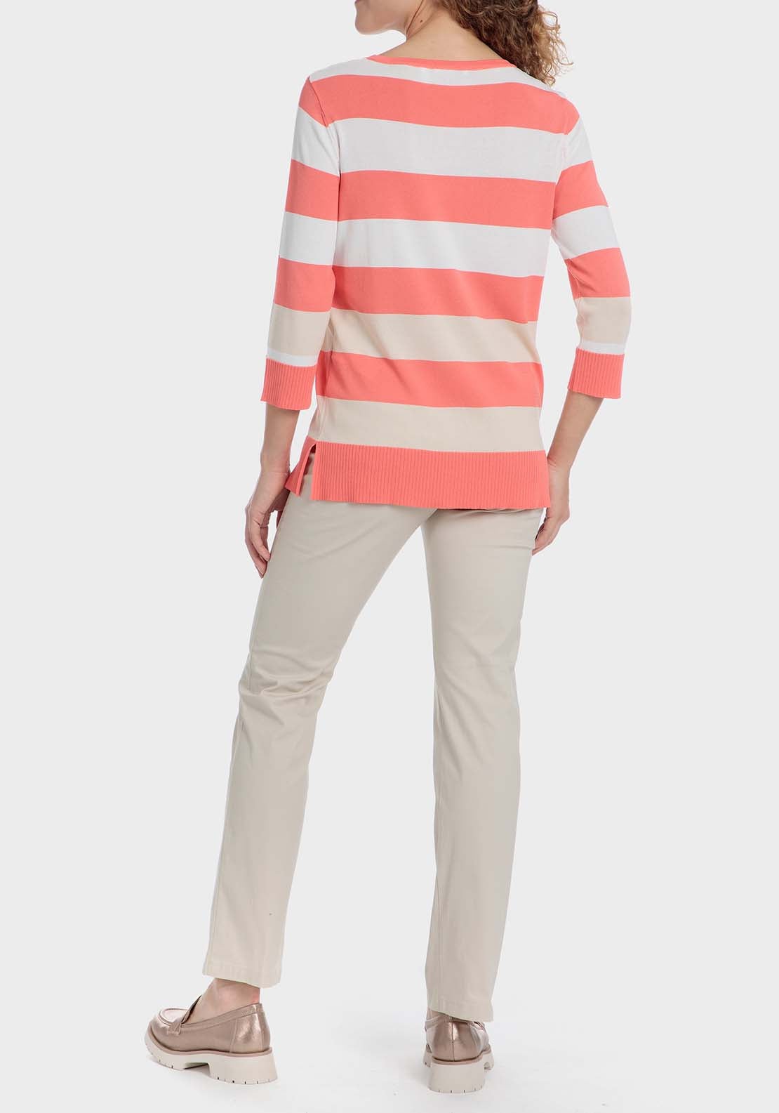 Punt Roma Striped sweater - Orange 4 Shaws Department Stores