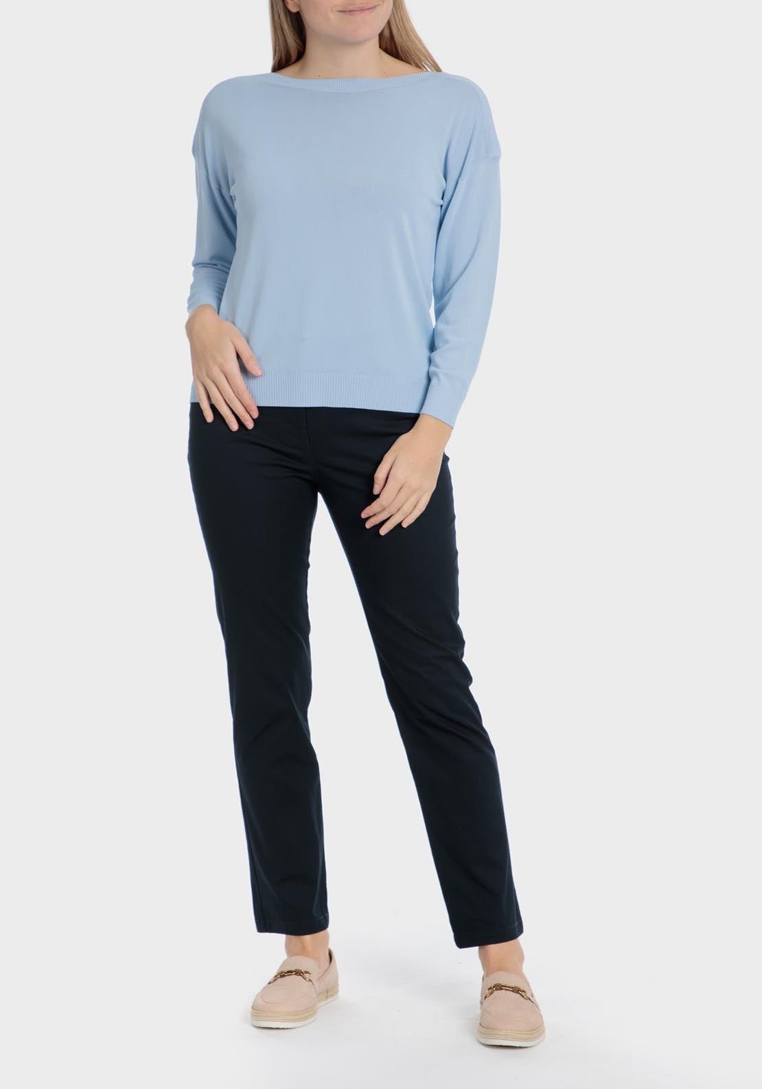 Punt Roma Basic Sweater - Blue 3 Shaws Department Stores