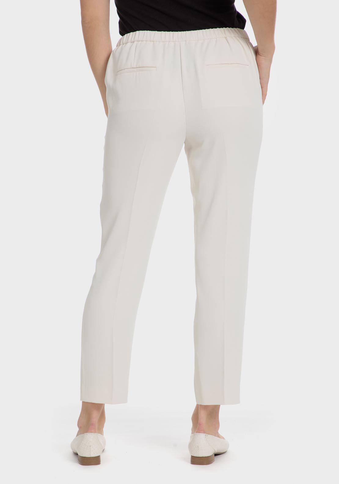 Punt Roma Trousers With Elastic waist - Beige 2 Shaws Department Stores