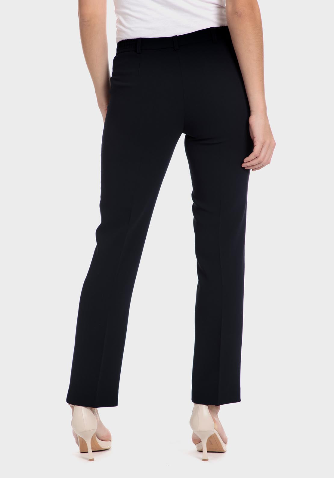 Punt Roma Crepe trousers with elastic - Blue / Navy 6 Shaws Department Stores