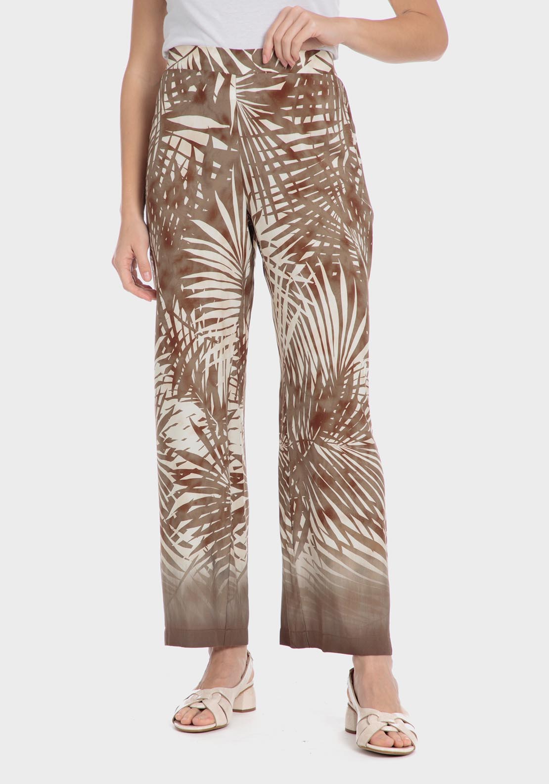 Punt Roma Tropical Print Trousers - Brown 4 Shaws Department Stores
