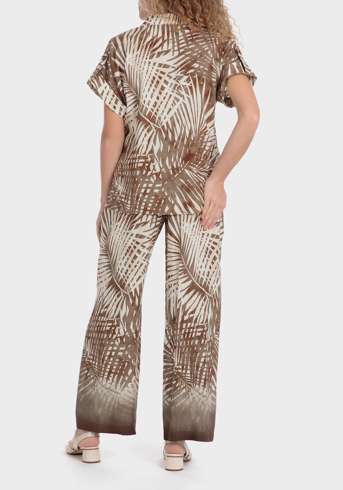 Punt Roma Tropical Print Trousers - Brown 3 Shaws Department Stores
