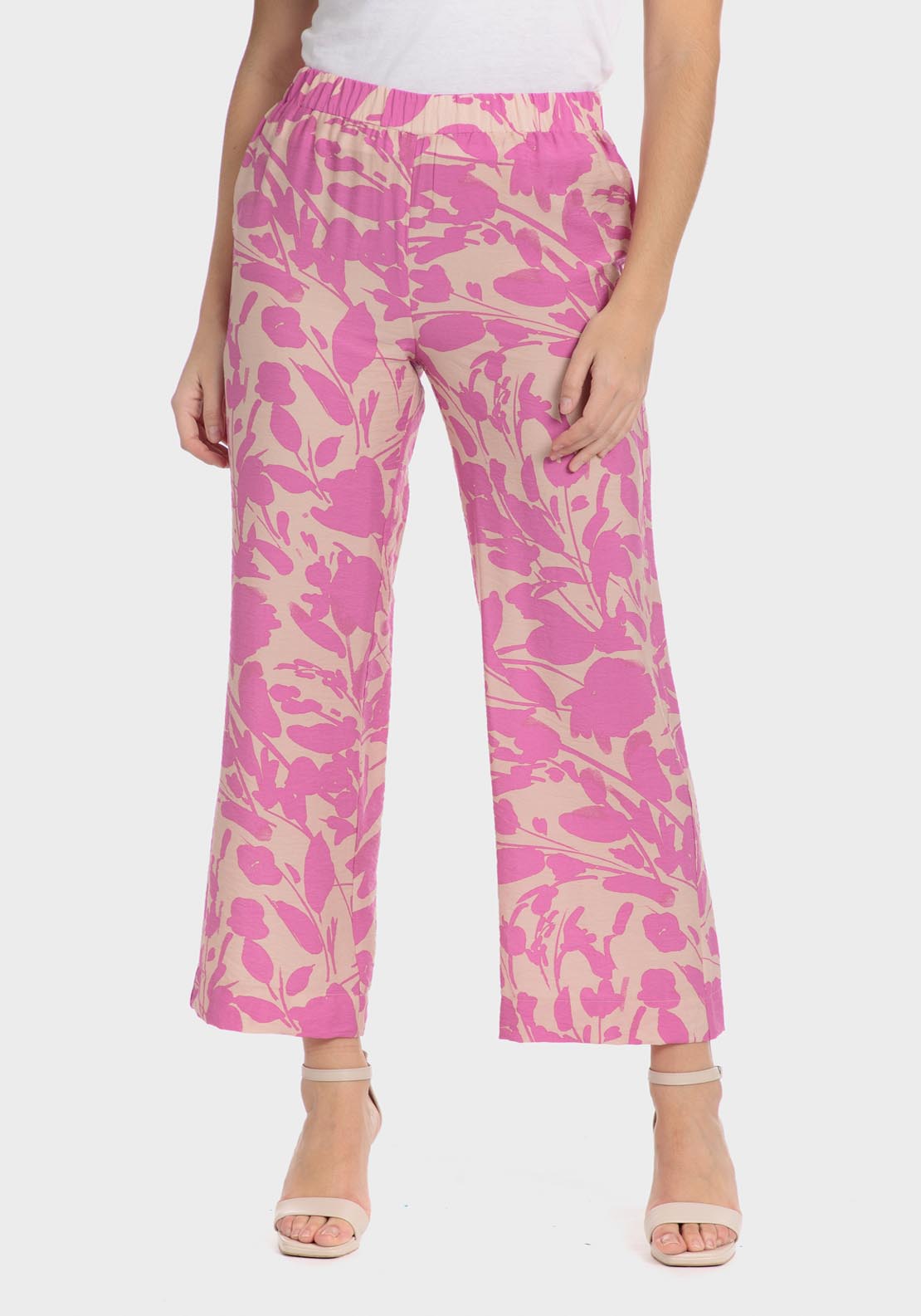 Punt Roma Printed Trousers - Fuchsia 1 Shaws Department Stores