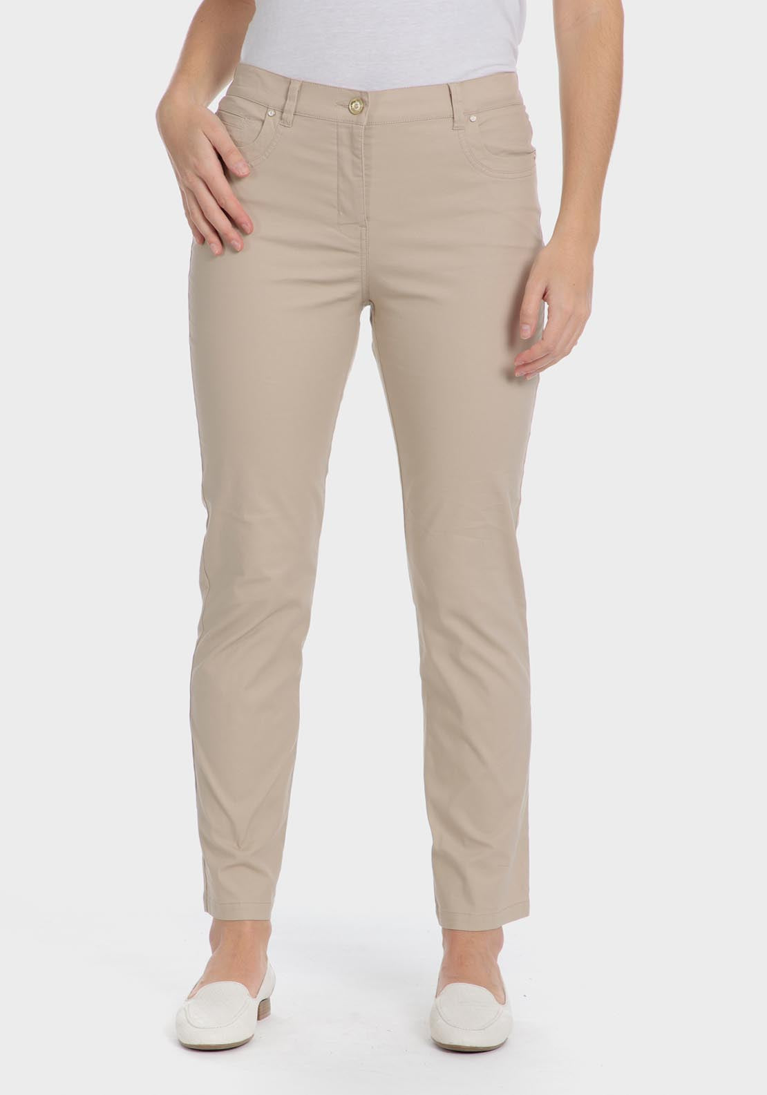 Punt Roma Cotton trousers with elastic - Blue / Navy 11 Shaws Department Stores