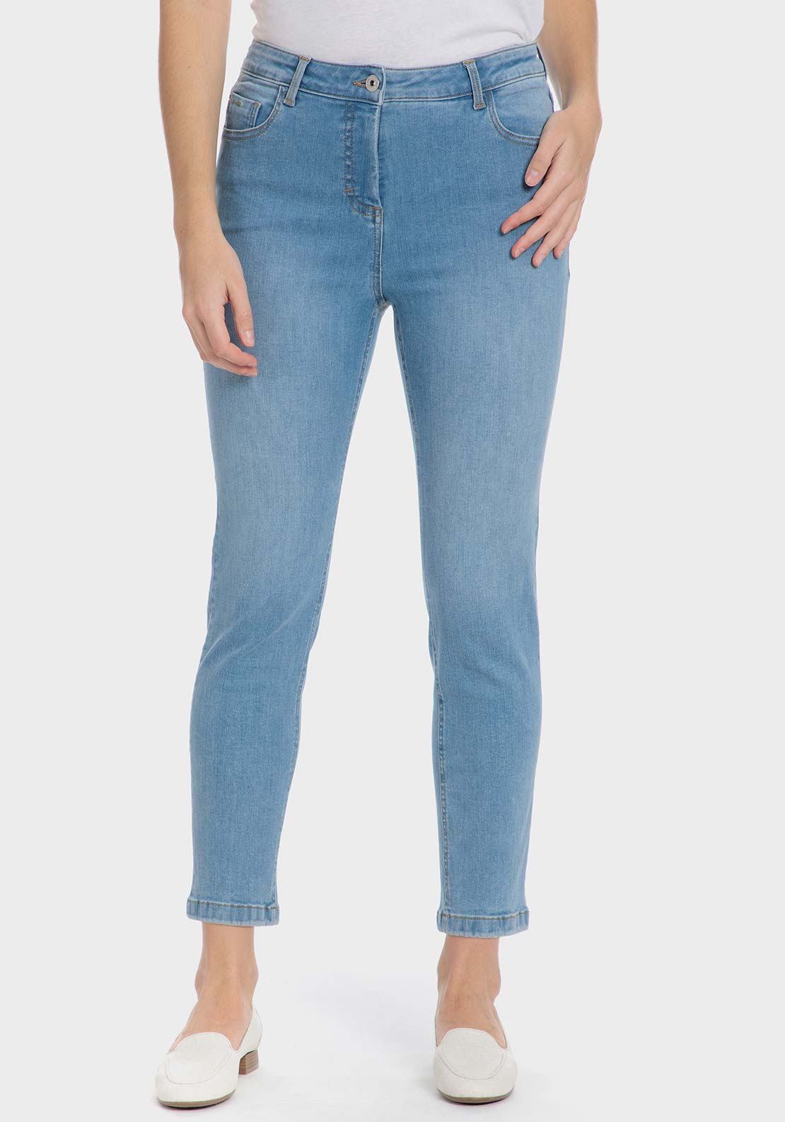 Punt Roma Denim capri trousers - Blue Light Denim 1 Shaws Department Stores