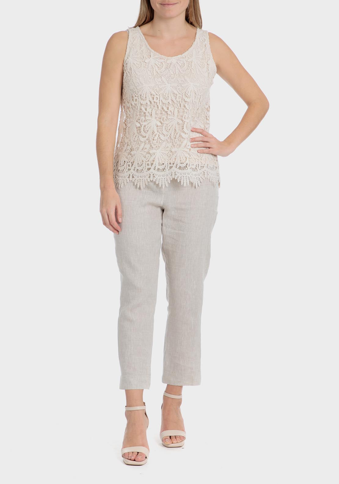 Punt Roma Linen trousers - Beige 6 Shaws Department Stores