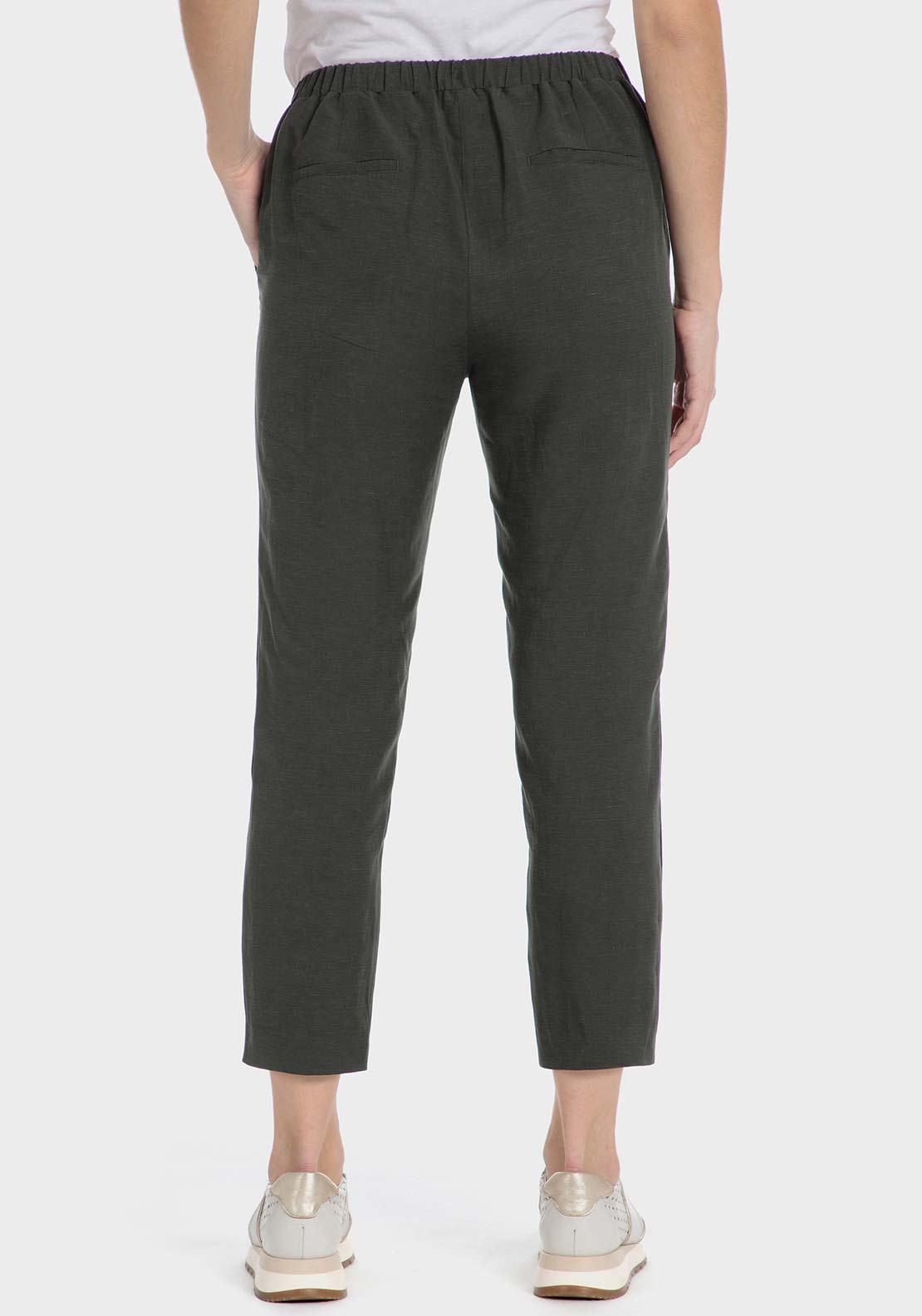 Punt Roma Linen trousers - Green 2 Shaws Department Stores