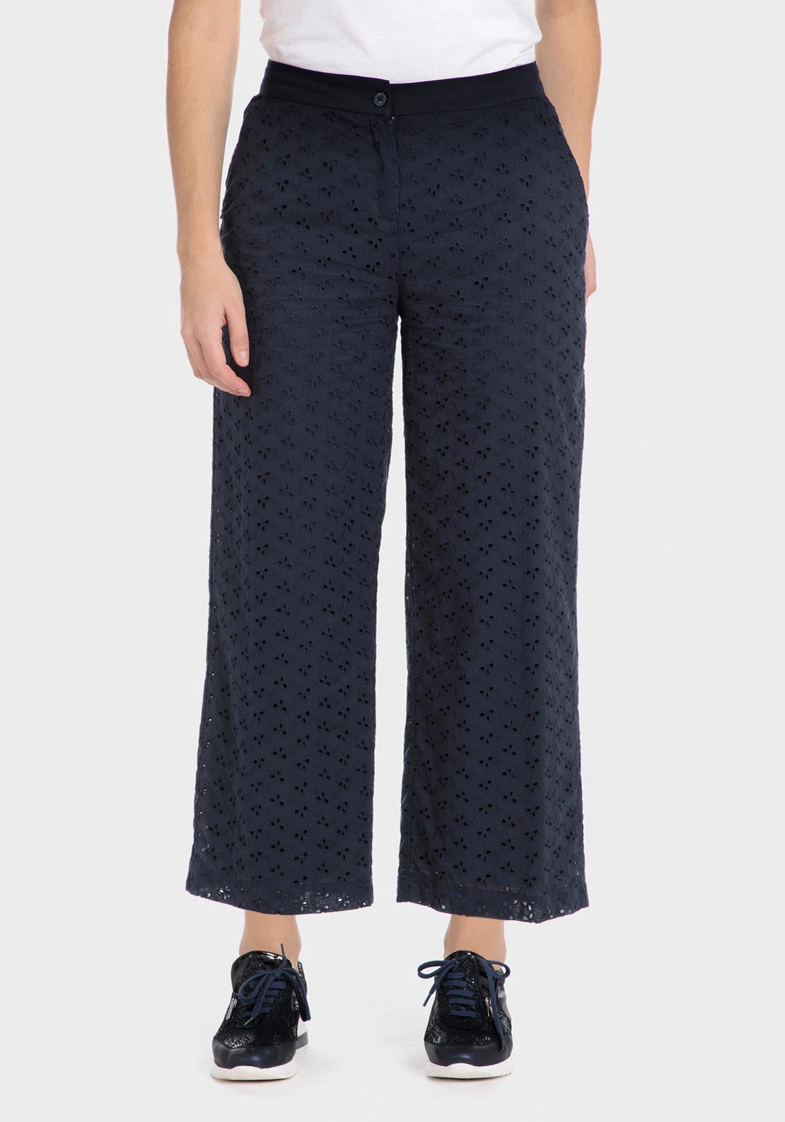Punt Roma Embroidered Trousers - Blue / Navy 1 Shaws Department Stores