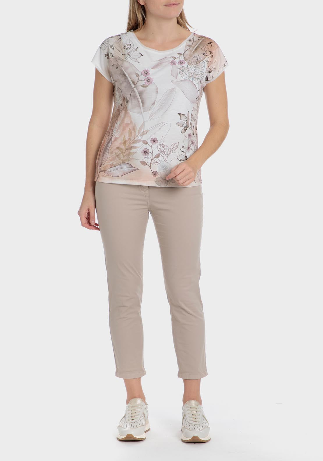 Punt Roma Cotton crop trousers - Beige 1 Shaws Department Stores