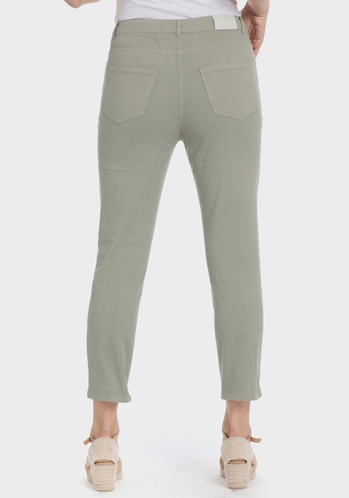 Punt Roma Cotton crop trousers - Green 2 Shaws Department Stores