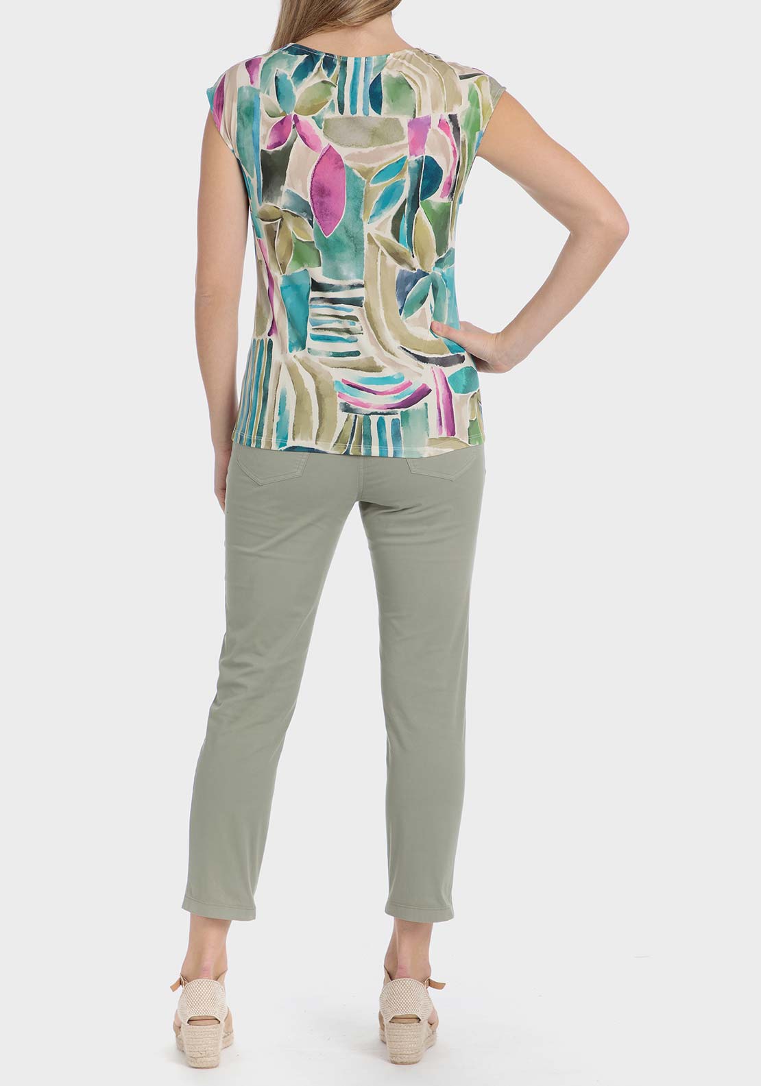 Punt Roma Cotton crop trousers - Green 4 Shaws Department Stores
