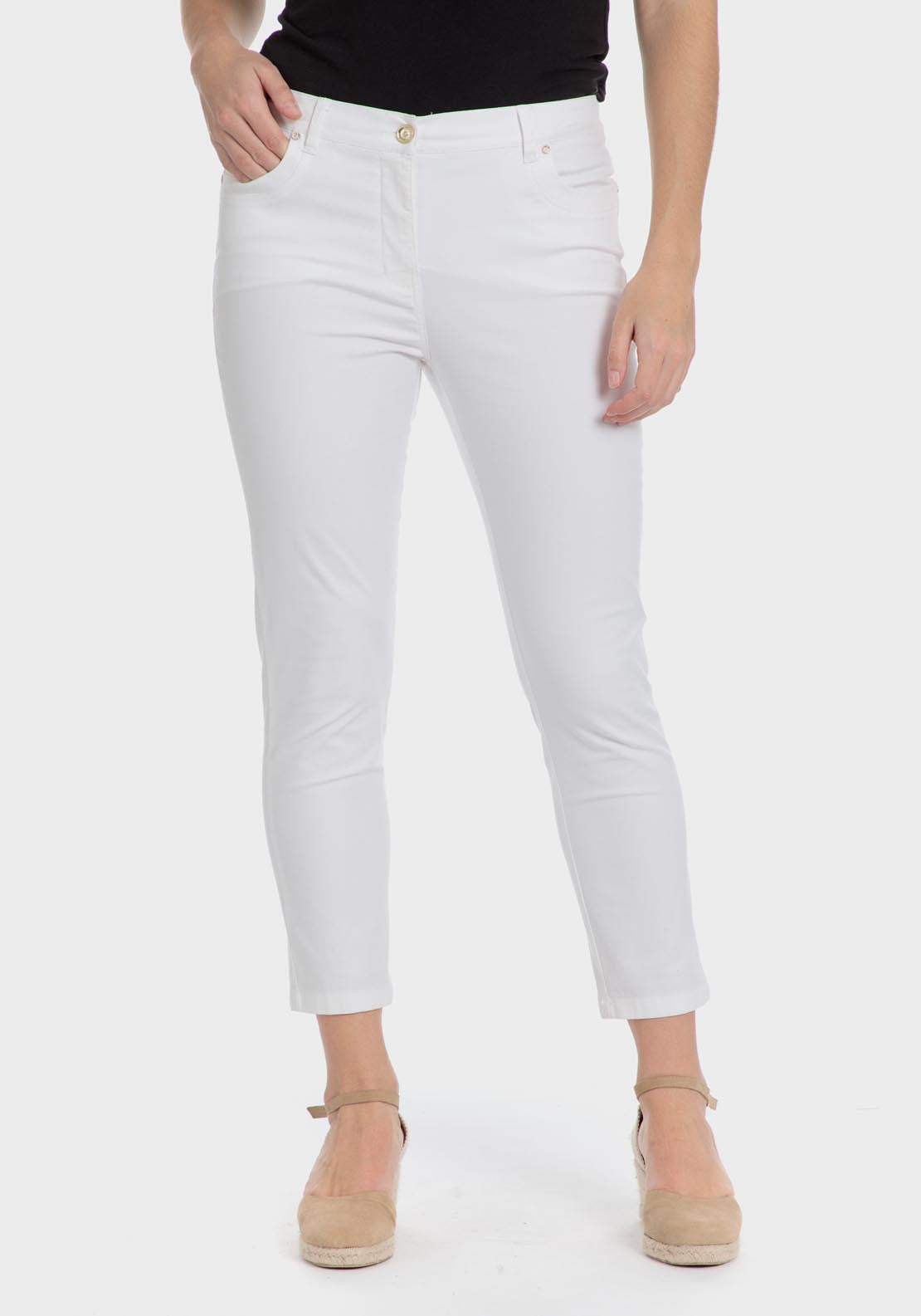 Punt Roma Capri Trousers - White 1 Shaws Department Stores