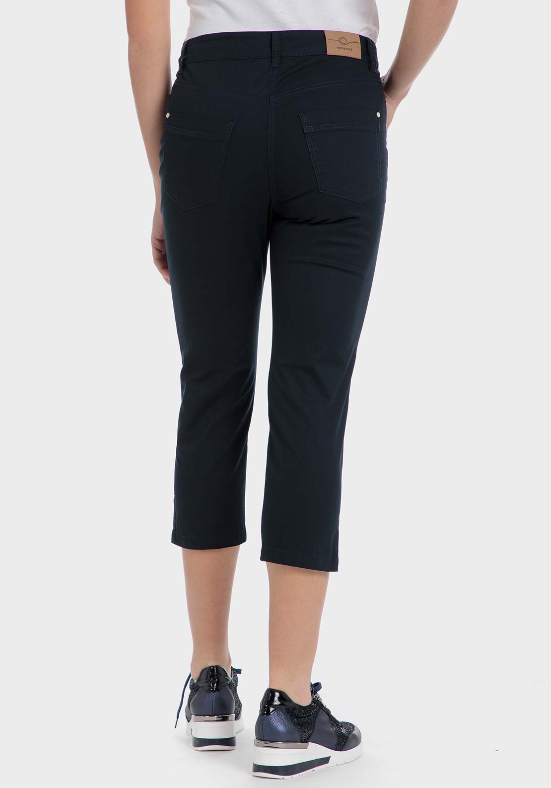Punt Roma Cotton crop trousers - Blue / Navy 2 Shaws Department Stores