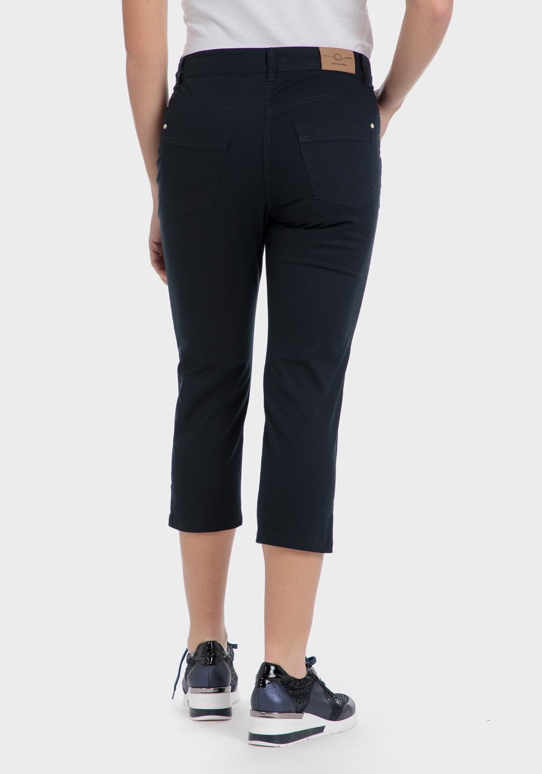 Punt Roma Cotton crop trousers - Blue / Navy 8 Shaws Department Stores