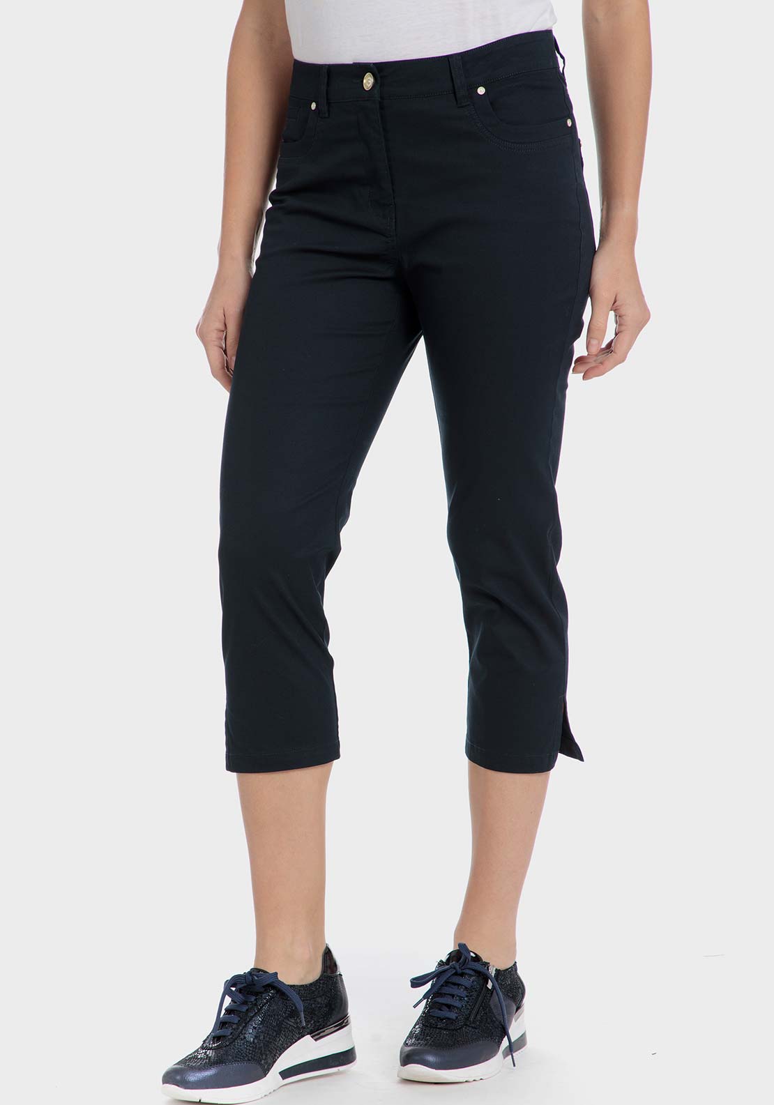 Punt Roma Cotton crop trousers - Blue / Navy 1 Shaws Department Stores