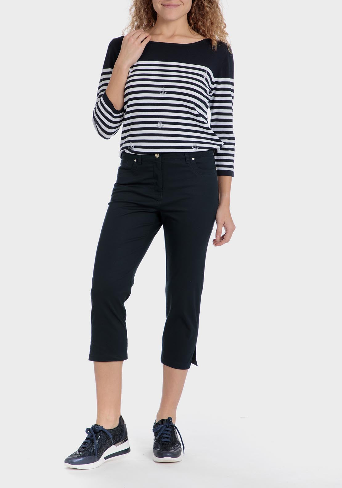 Punt Roma Cotton crop trousers - Blue / Navy 6 Shaws Department Stores