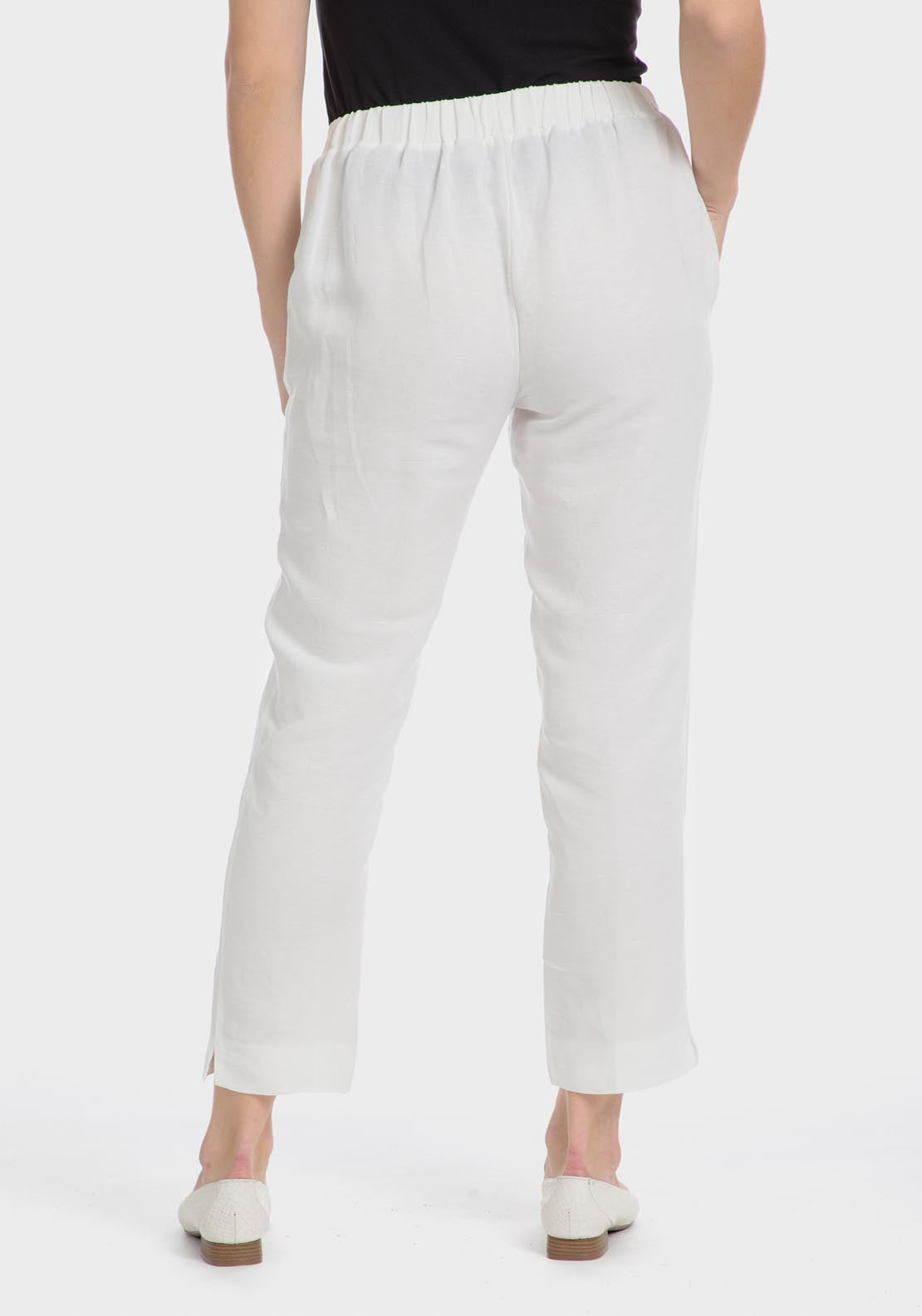 Punt Roma White Linen Trousers - White 4 Shaws Department Stores