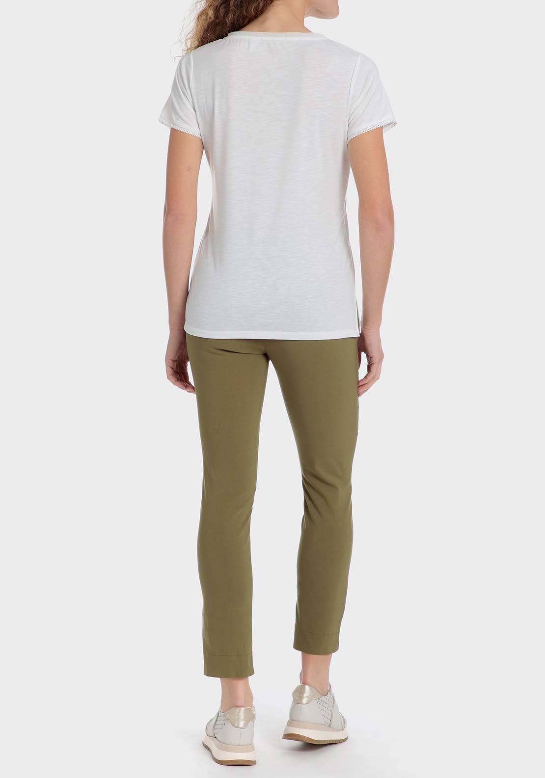 Punt Roma Capri trousers - White / Green 4 Shaws Department Stores