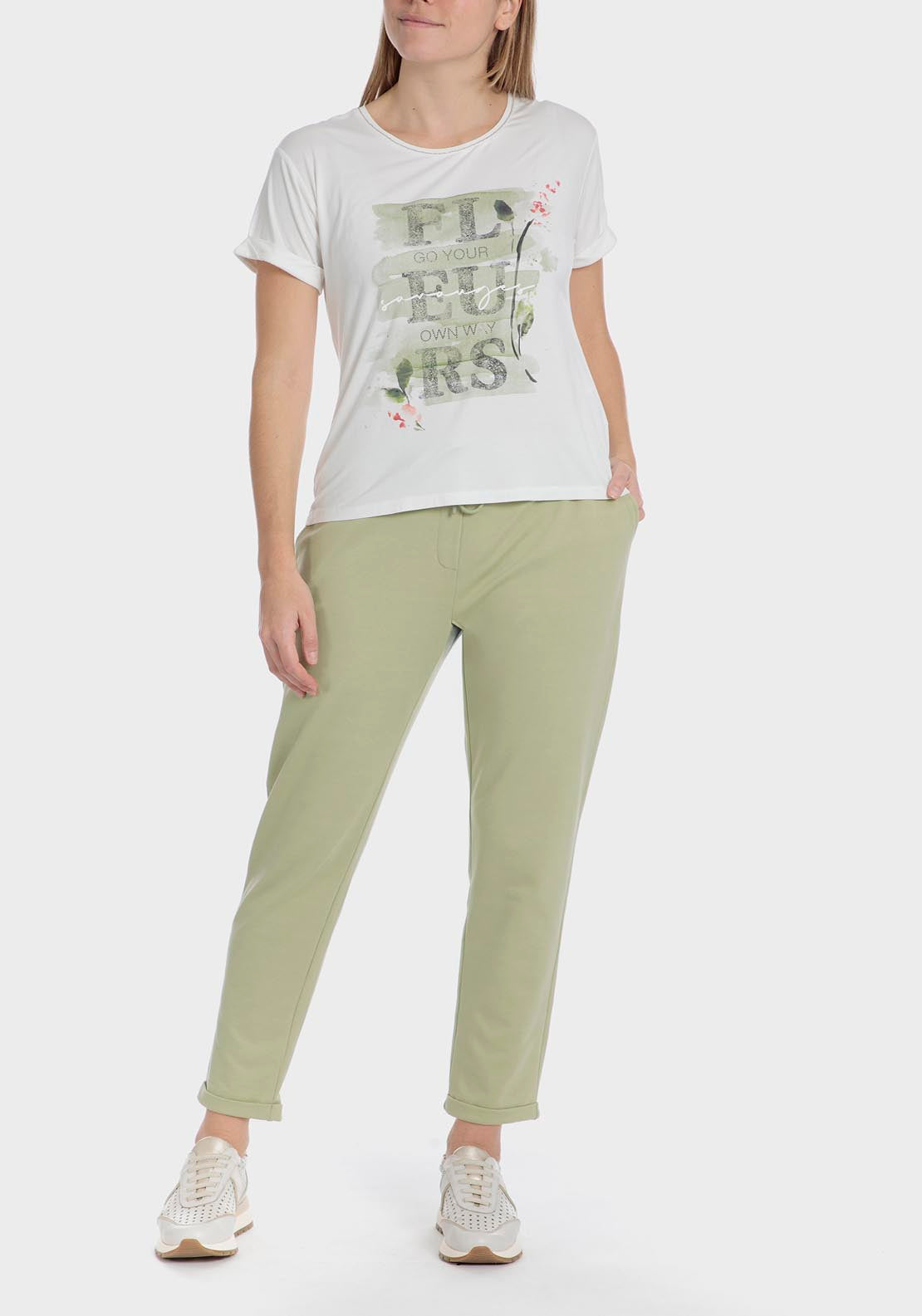 Punt Roma Comfy trousers - Green Sage 8 Shaws Department Stores