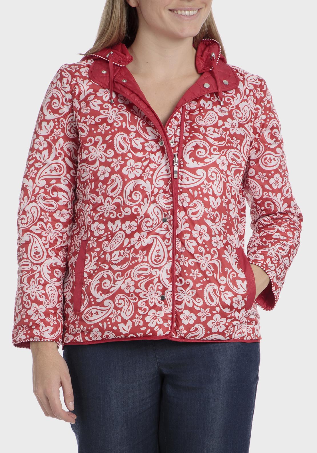Punt Roma Reversible Printed Parka - Red 1 Shaws Department Stores