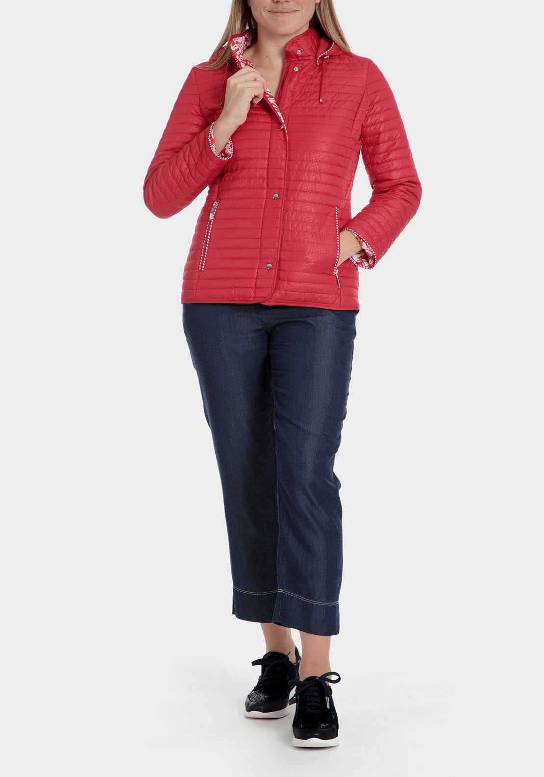 Punt Roma Reversible Printed Parka - Red 6 Shaws Department Stores