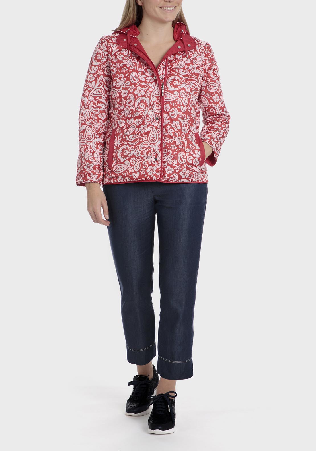 Punt Roma Reversible Printed Parka - Red 5 Shaws Department Stores