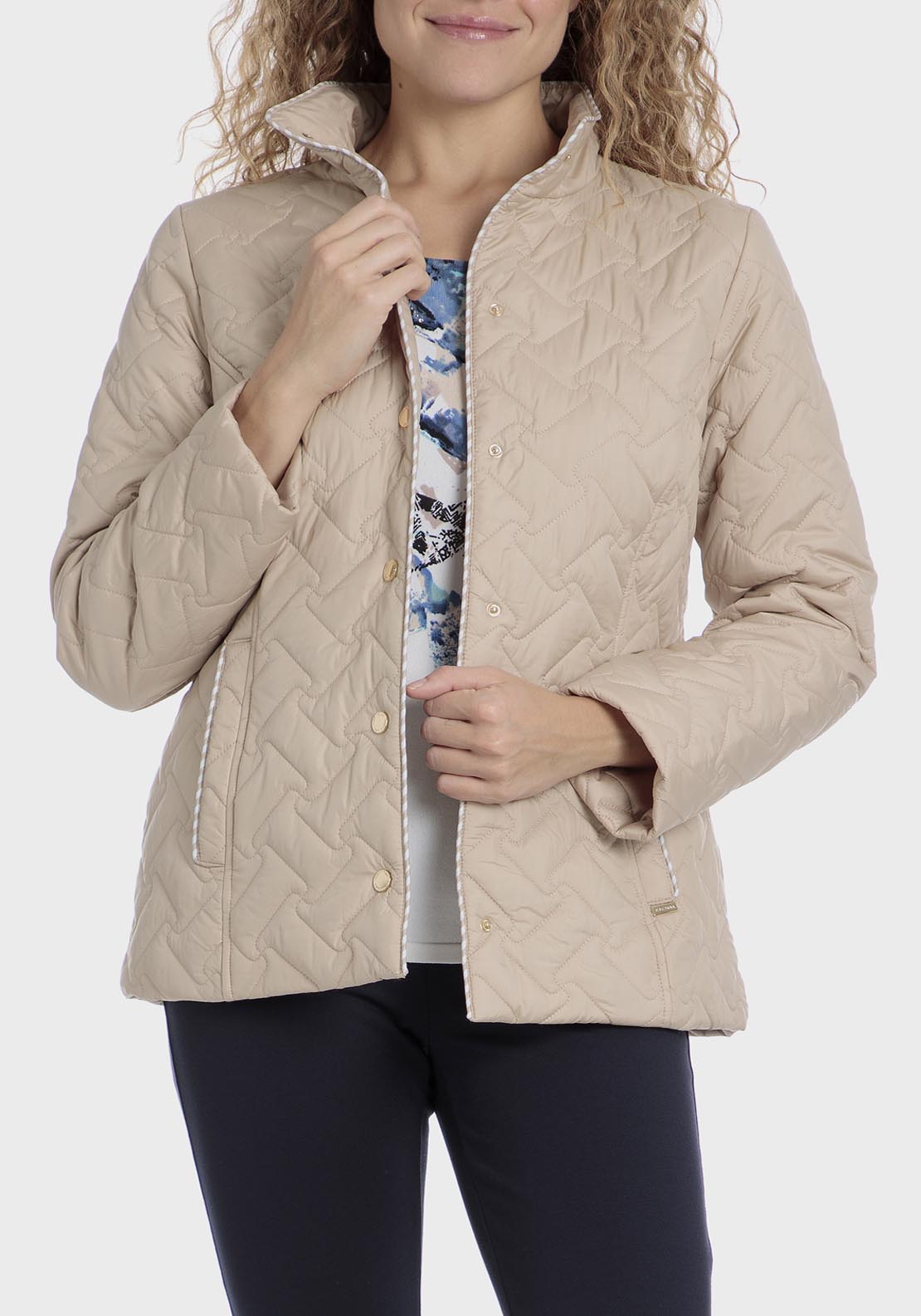 Punt Roma Padded parka jacket - Beige 6 Shaws Department Stores