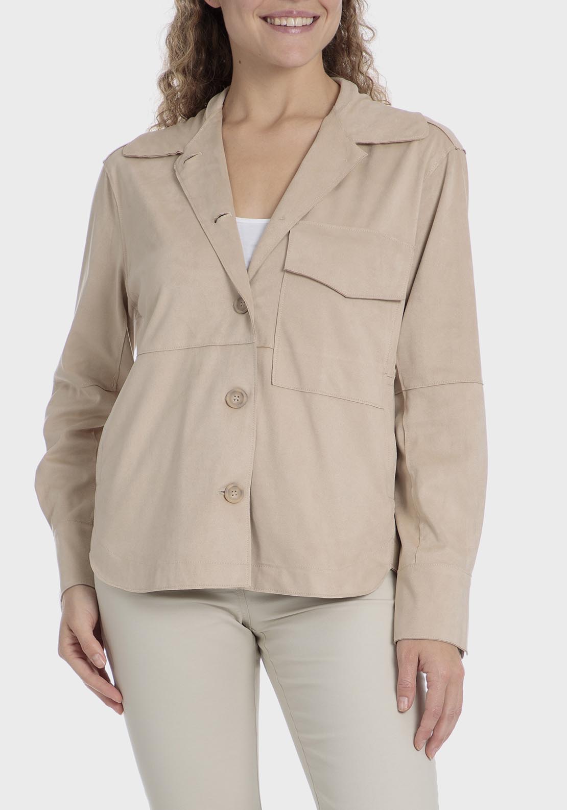 Punt Roma Suede Overshirt - Sand 1 Shaws Department Stores