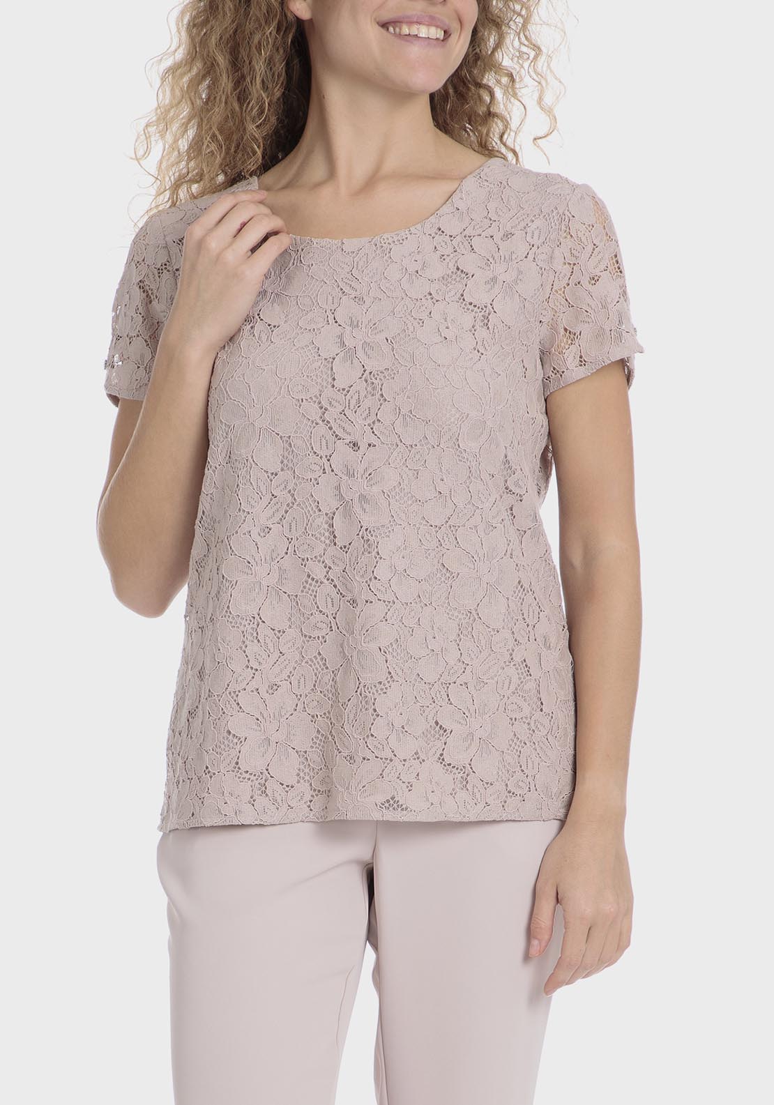 Punt Roma Lace Top - Pink Powder 1 Shaws Department Stores