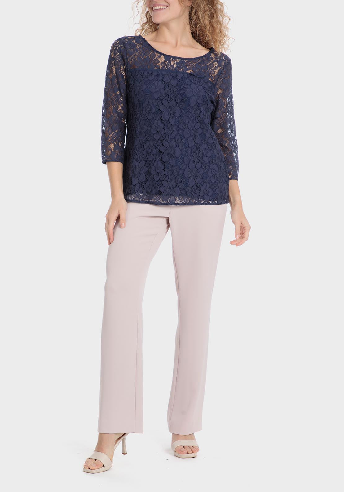 Punt Roma Lace Top - Blue / Navy 3 Shaws Department Stores