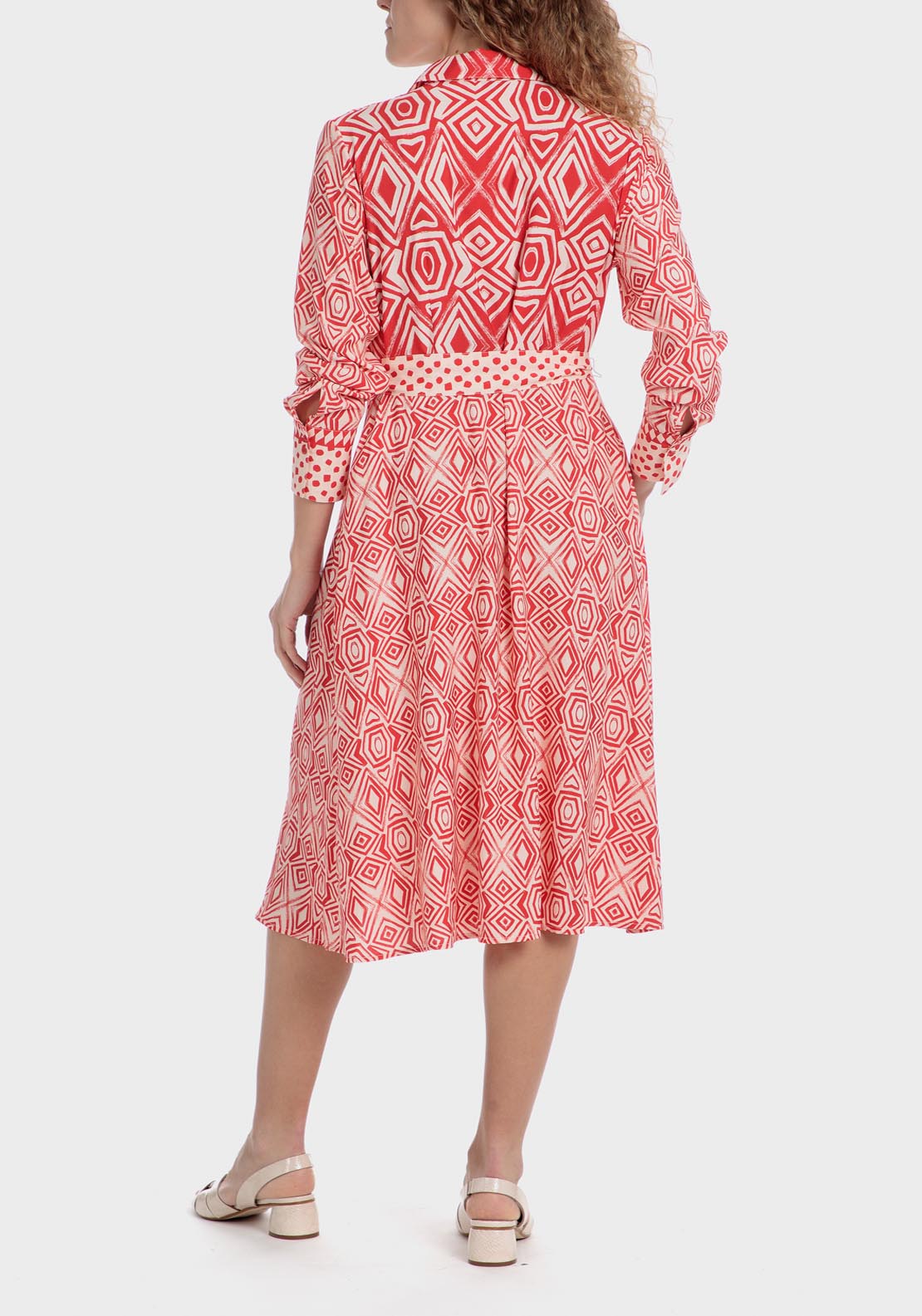 Punt Roma Geometric Print Dress - Red 2 Shaws Department Stores
