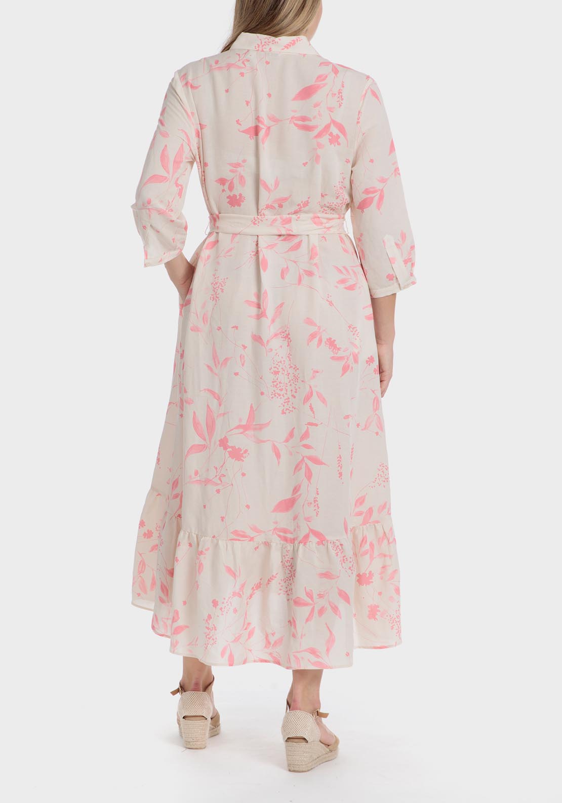 Punt Roma Long floral dress printed dress. - Pink 4 Shaws Department Stores