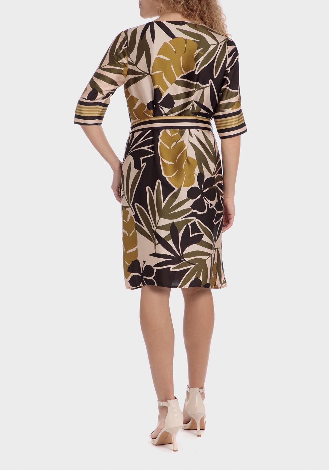 Punt Roma Leaf Printed Dress - Sand 2 Shaws Department Stores
