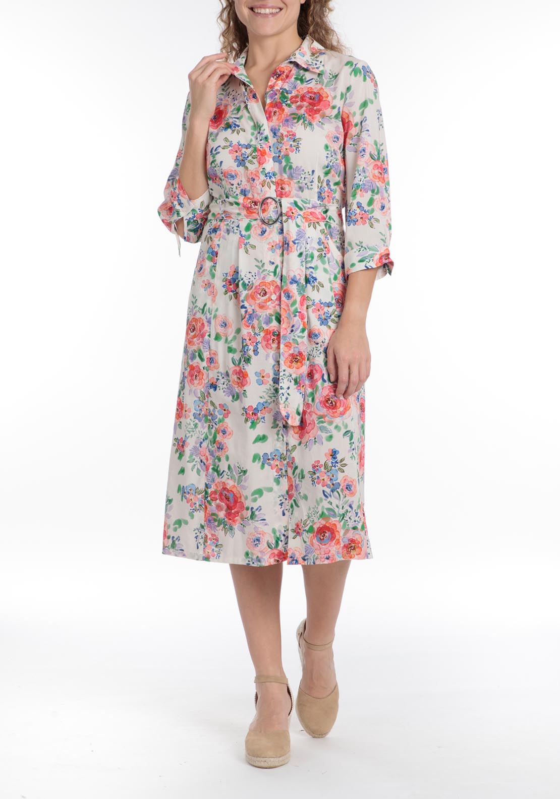 Punt Roma Floral Print Dress - Orange 1 Shaws Department Stores