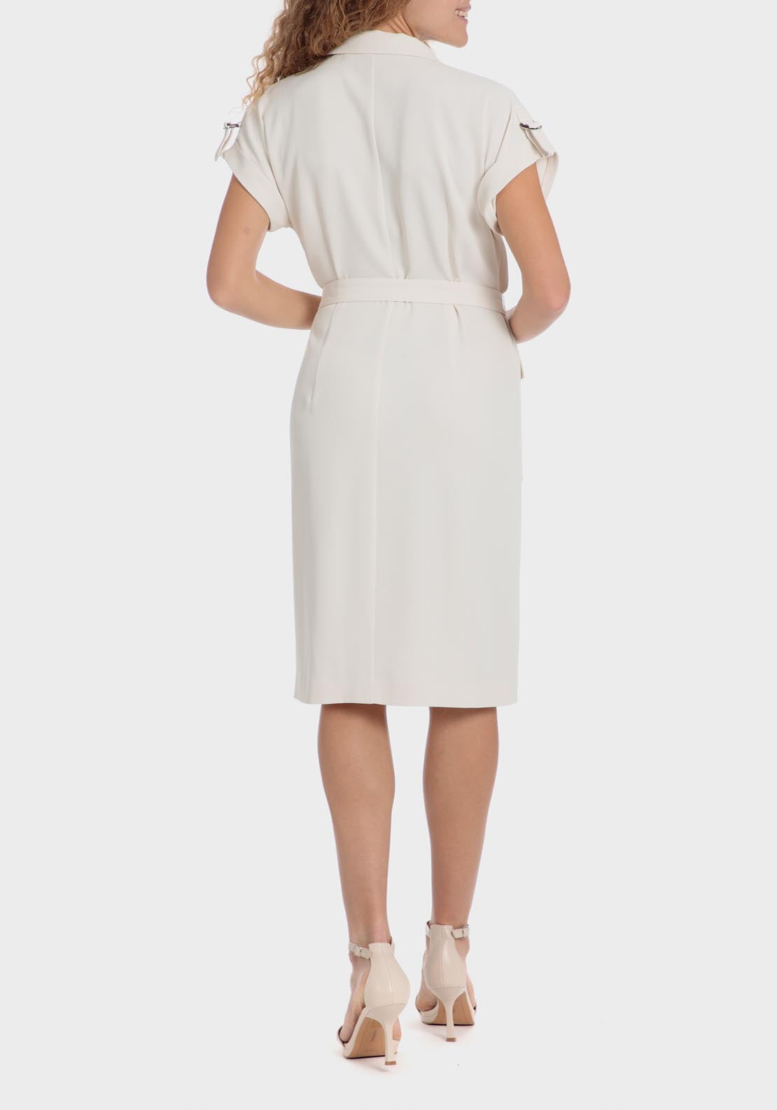 Punt Roma Belted Dress - Beige 2 Shaws Department Stores