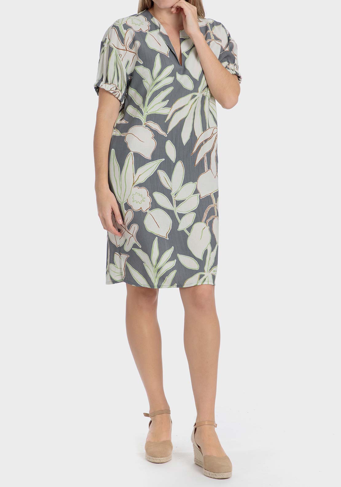Punt Roma Printed dress - Beige 1 Shaws Department Stores