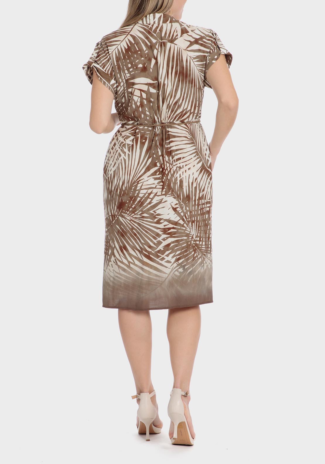 Punt Roma Tropical Print Dress - Brown 2 Shaws Department Stores