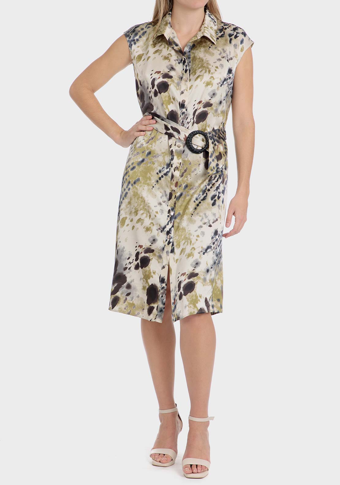 Punt Roma Animal print dress - White / Green 1 Shaws Department Stores