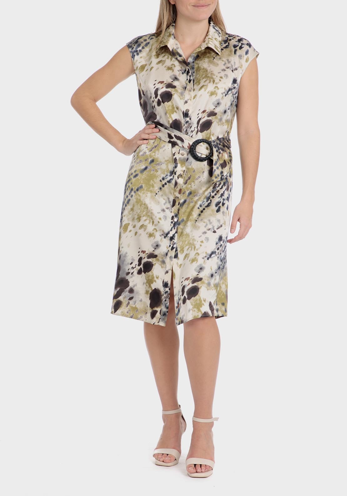 Punt Roma Animal print dress - White / Green 3 Shaws Department Stores