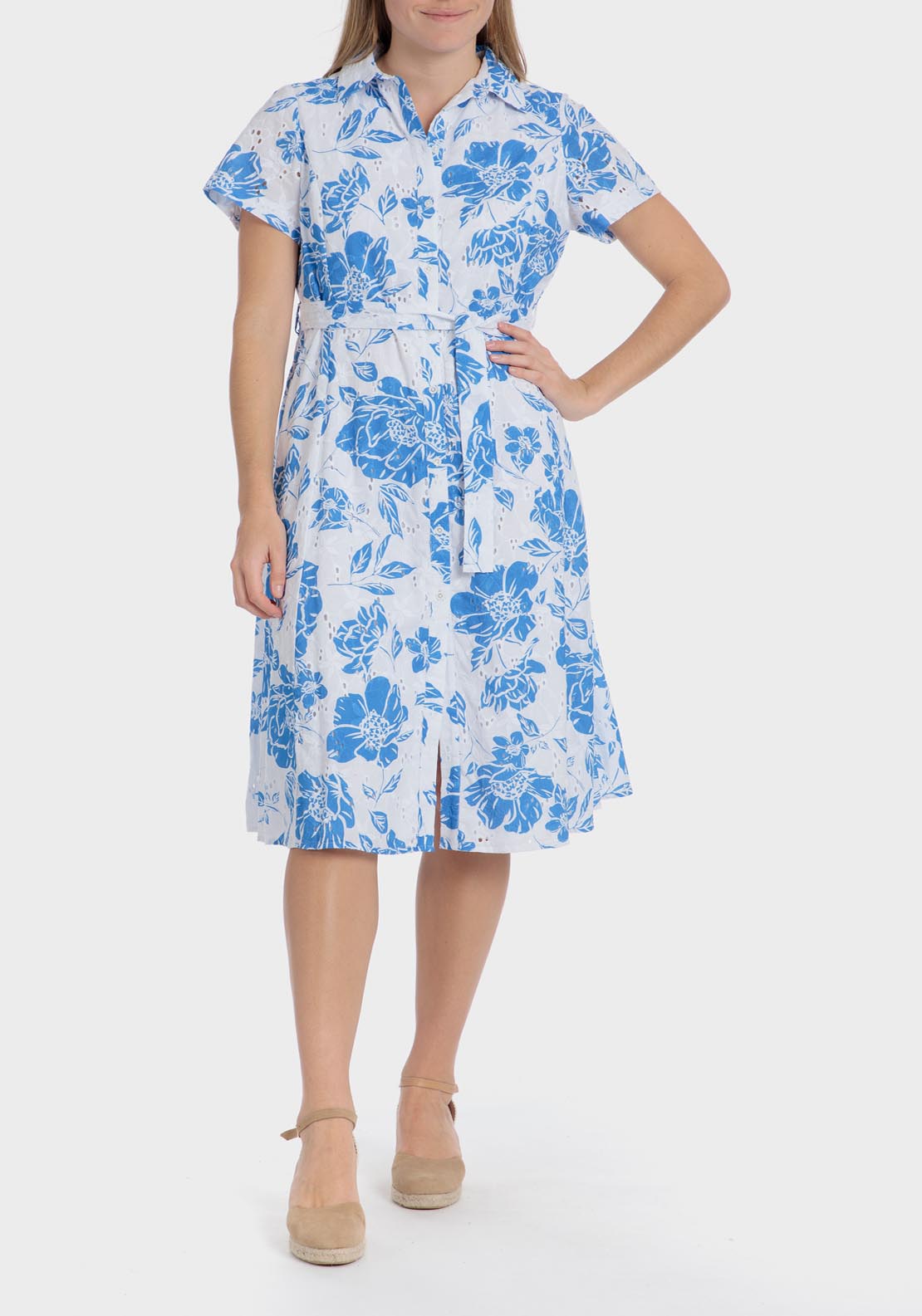 Punt Roma Embroidered Dress - White 1 Shaws Department Stores
