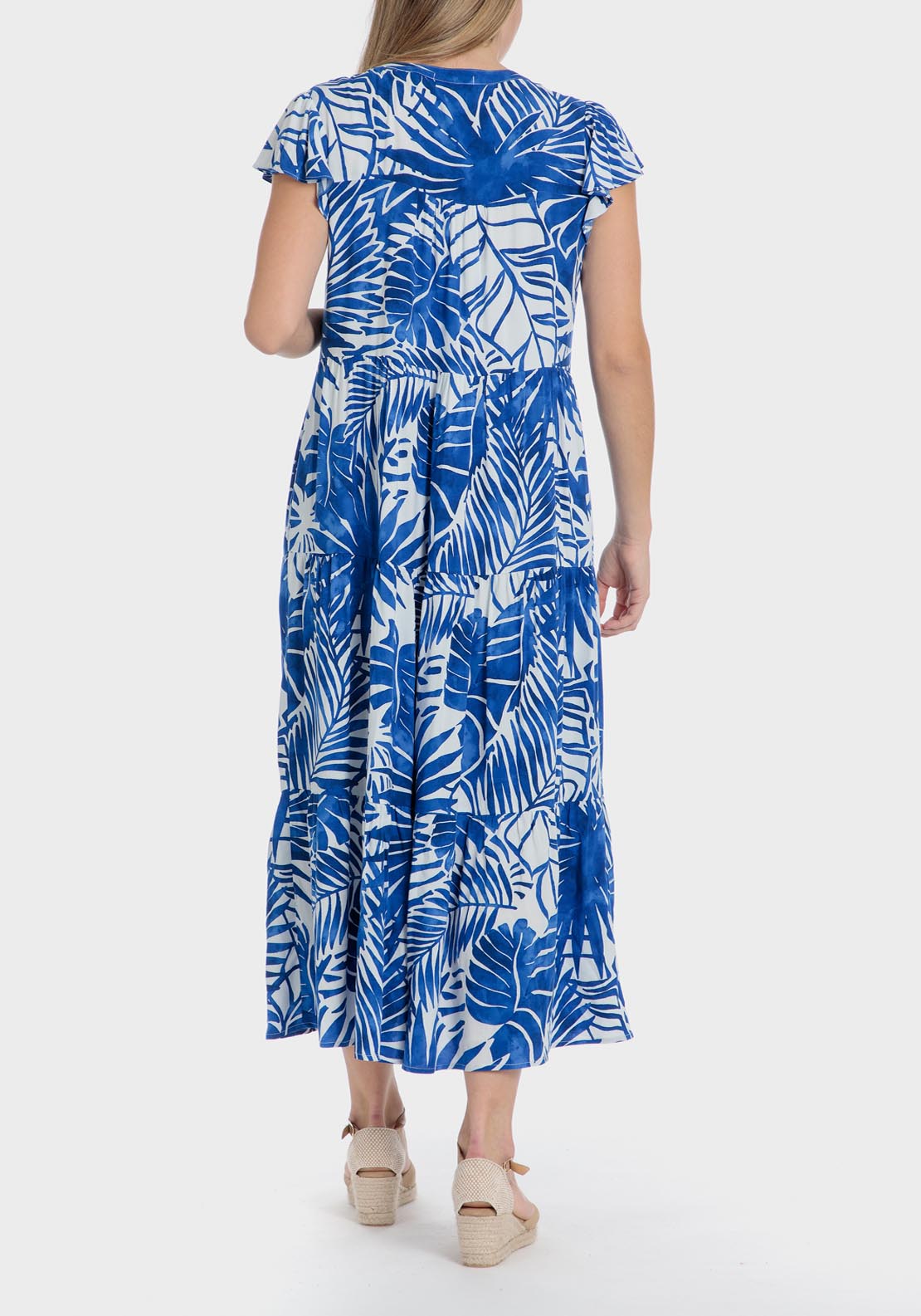 Punt Roma Long Printed Dress - Blue 2 Shaws Department Stores
