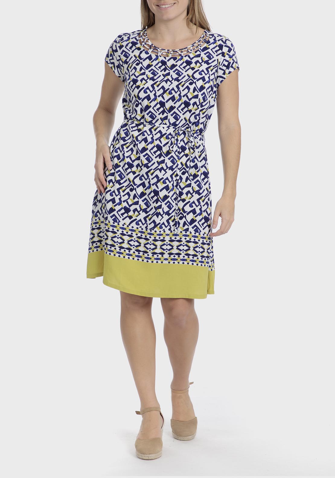 Punt Roma Printed Dress - Blue 1 Shaws Department Stores